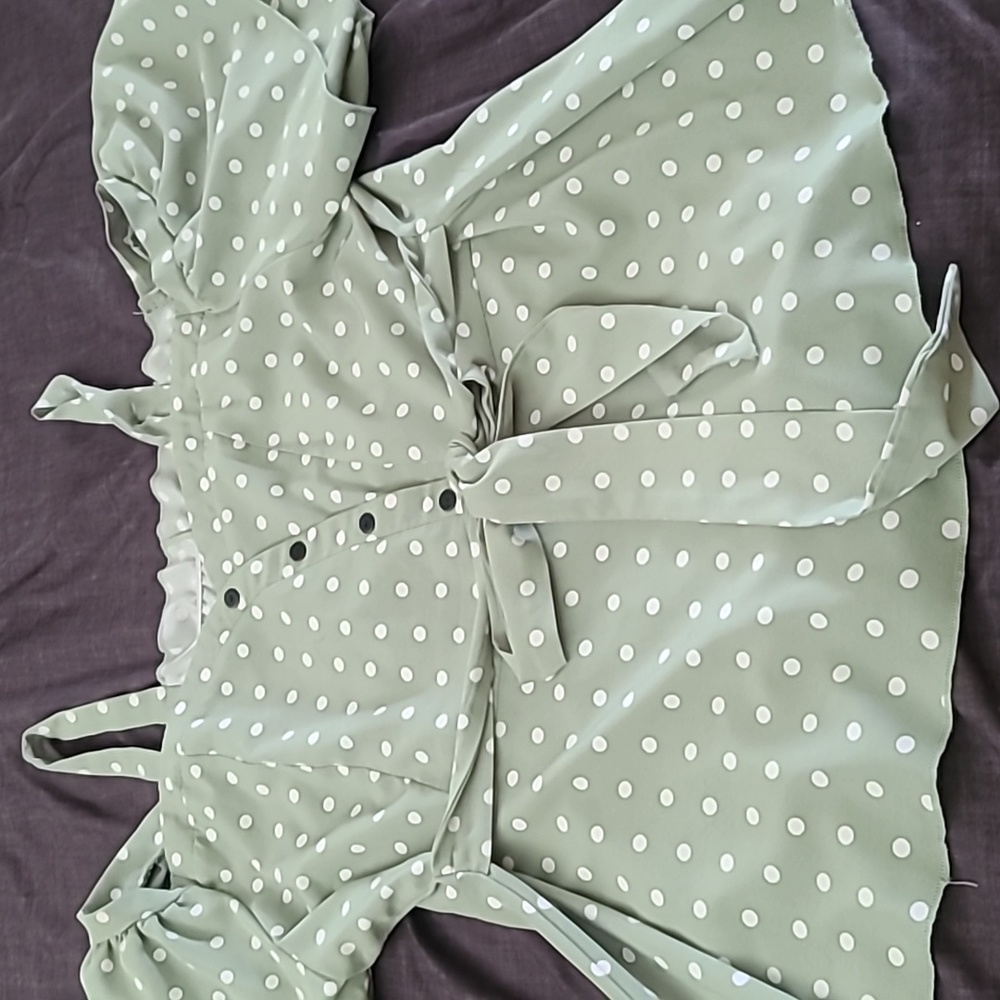 Cold Shoulder Tie Front Polka Dot Top